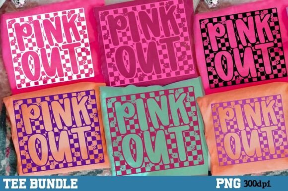 Checkered Pink Out Breast Cancer PNG: Graphics for T-Shirt Designs