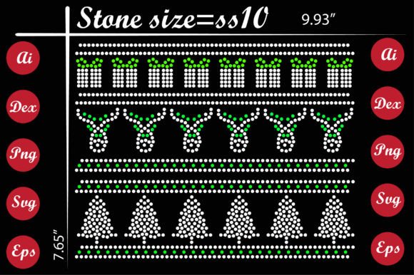 Christmas Rhinestone Templates for Graphics and T-Shirt Designs