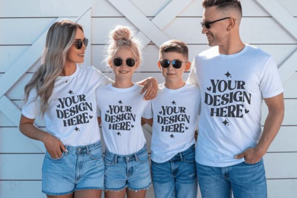 Family Group T-Shirt Mockups: Graphics & Product Mockups