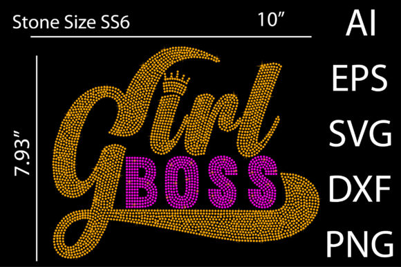 Girl Boss Rhinestone Templates Graphics