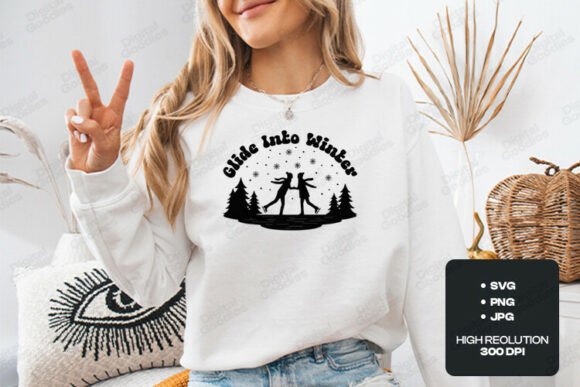 Glide into Winter Skating Design for T-Shirt Graphics