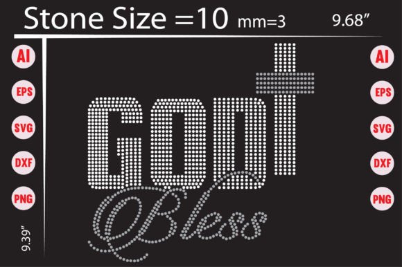 God Bless Rhinestone Templates Design