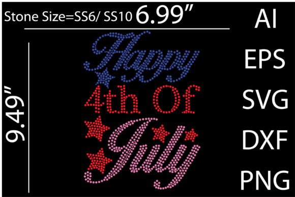 Happy 4th of July Rhinestone Templates Graphics