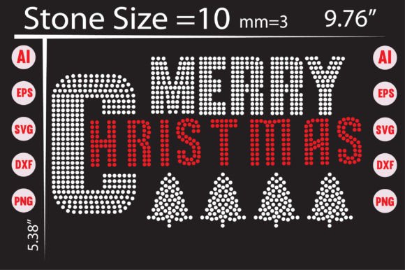 Merry Christmas Rhinestone Templates Graphics