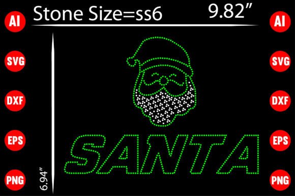 Santa Rhinestone Templates Design: Graphics for T-Shirt Designs