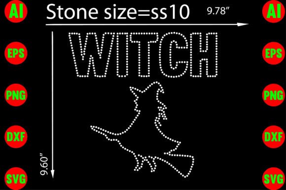 Witch Rhinestone Templates Design: Graphics for T-Shirt Designs